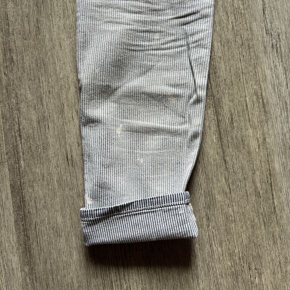 LOFT Blue/White Hickory/Railroad Stripe Distressed Relaxed Skinny Pants Sz 27/4 - Picture 9 of 11
